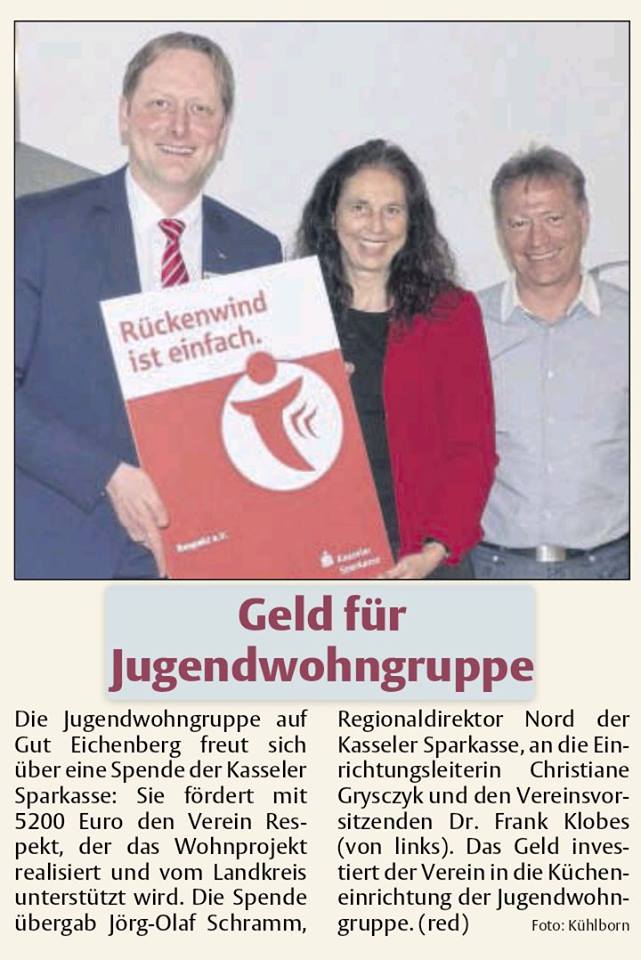 Spende von der Kasseler Sparkasse